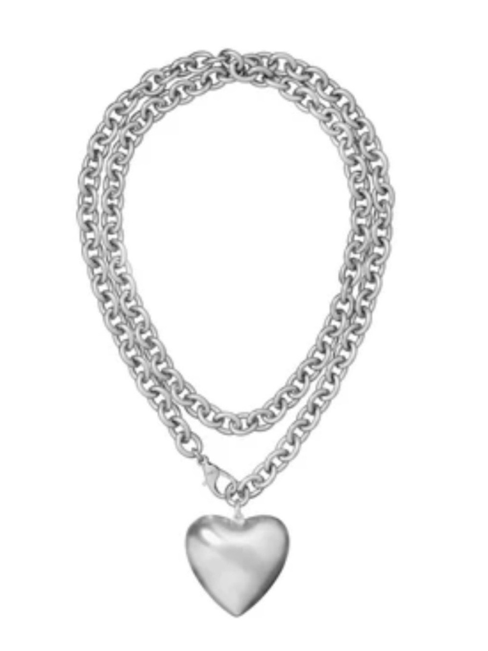 Roxanne Assoulin Silver puffy Necklace with Heart Pendant
